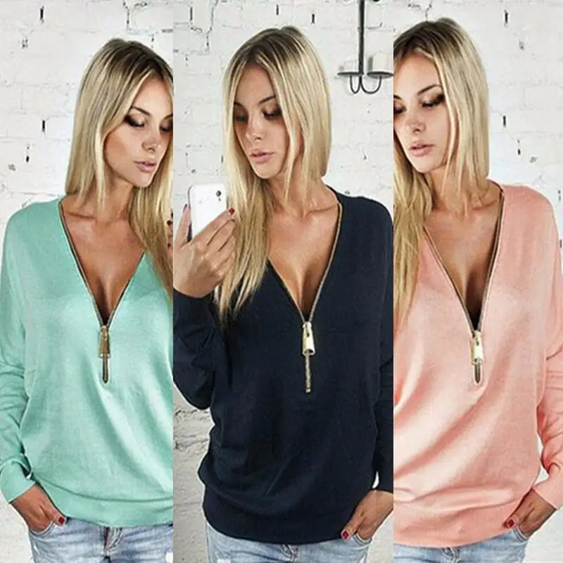Весенние женские пуловеры с длинным рукавом толстовки глубоким v образным