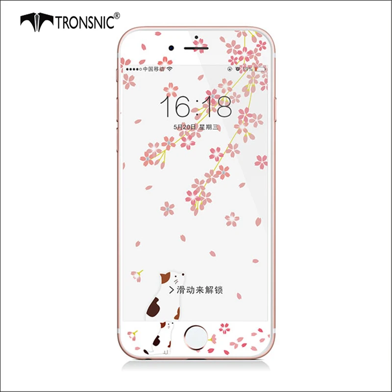 Закаленное стекло Tronsnic Sakura пленка для iPhone 6 6S plus Цветочная защита экрана 7 8