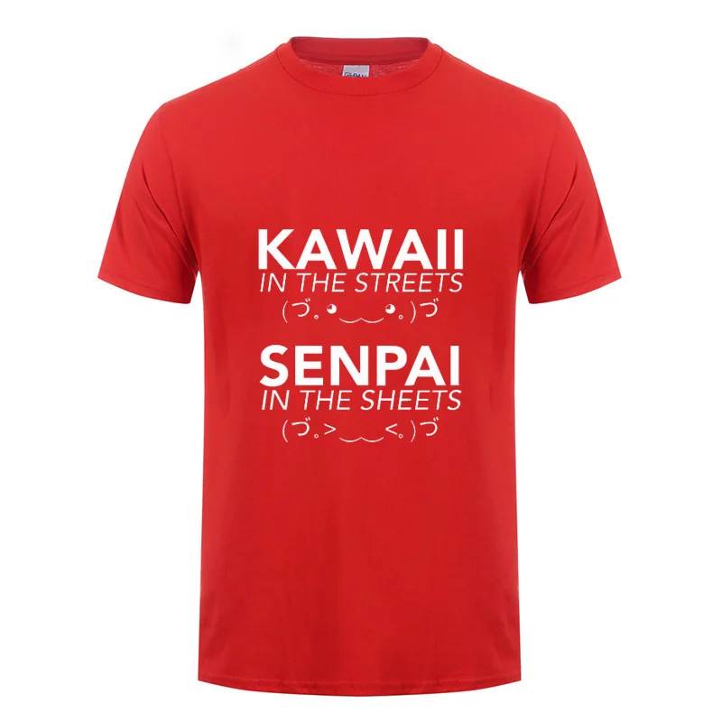 Red Манга Аниме Waifu Kawaii Senpai Weeb забавная Otaku Awesome Artsy Футболка мужская и женская Свободный Повседневный хлопковый футболка уличная одежда - Цвет: Red