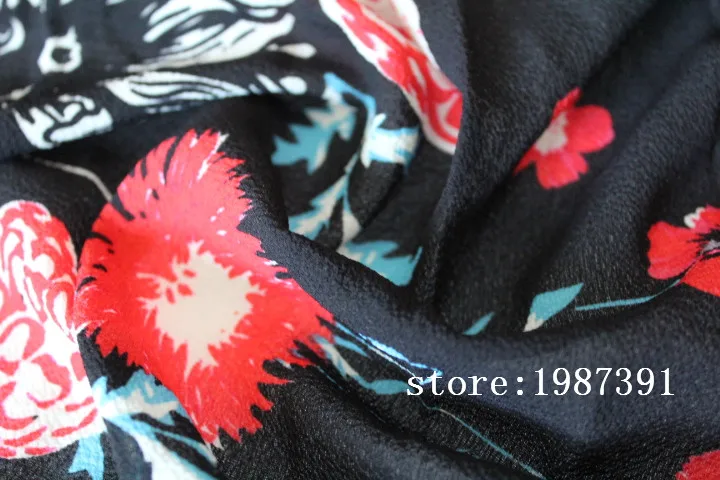 145cm width Paris pearl fabric big flowers pattern black background can't see through for skirt suit-dress headband CH-7090 | Дом и сад