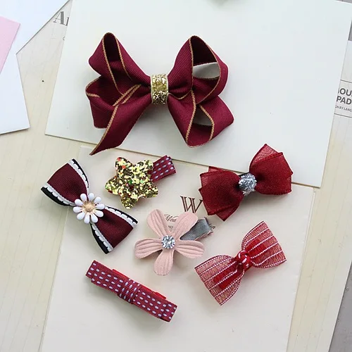 7 шт. заколки для волос с бантом девочек | Детская одежда и обувь