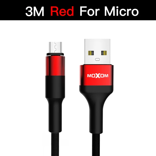 CC-55RM MOXOM 3 в 1 2 м 3 м USB кабель для мобильного телефона Micro usb type C зарядный кабель для iPhone зарядный кабель Micro зарядный usb-шнур - Цвет: CC-55RM