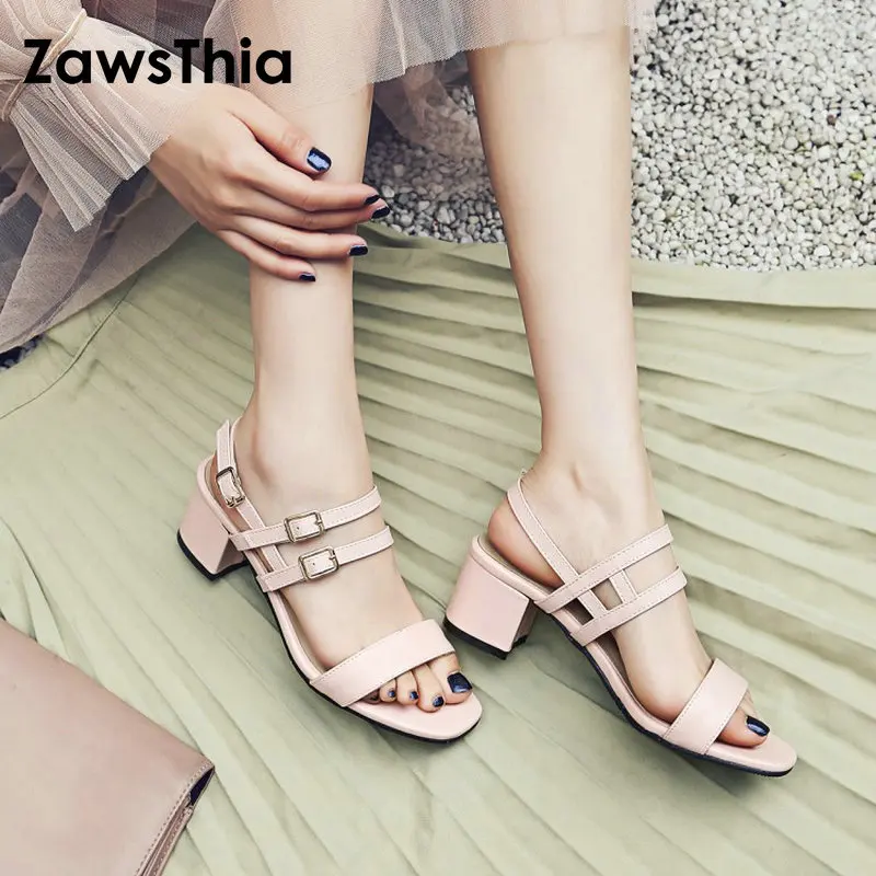 ZawsThia/2019 г. летние женские босоножки на высоком квадратном каблуке с открытым