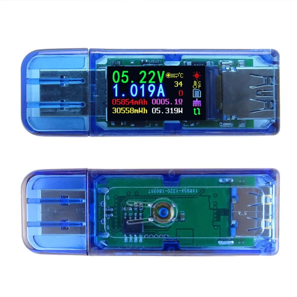 AT34 USB 3 0 IPS HD цветной тестер напряжения тока энергии эквивалент сопротивления