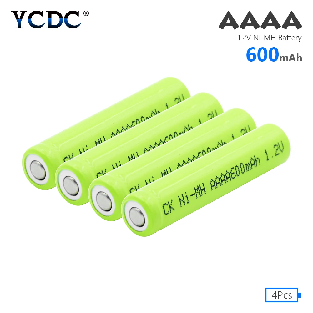 4 pcs 1/2/4 шт 1,2 V Перезаряжаемые AAAA 600 мА/ч, AM6 LR61 металл-гидридных или никель-металл-гидридный Аккумуляторы для поверхности ручка будильник светодиодный фонарик Фонарь Светодиодный проблесковый маячок - Цвет: 4 pcs