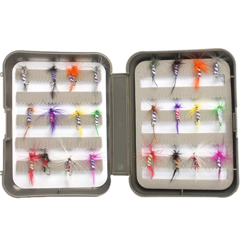 24 PCS Fake Fihing Bait Bionic Fly Hook Dry Squid Salmon Hooks Fishing Insects And Feathers | Спорт и развлечения
