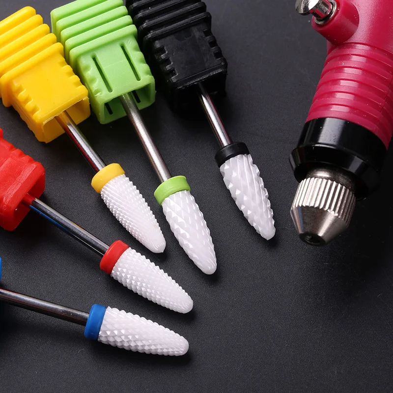 Blueness 5 Type 3/32 &quot Ceramic Grind Head Nail Drill Bits Manicure Machine Accessories Rotary Electric Cutter Art Tools | Красота и
