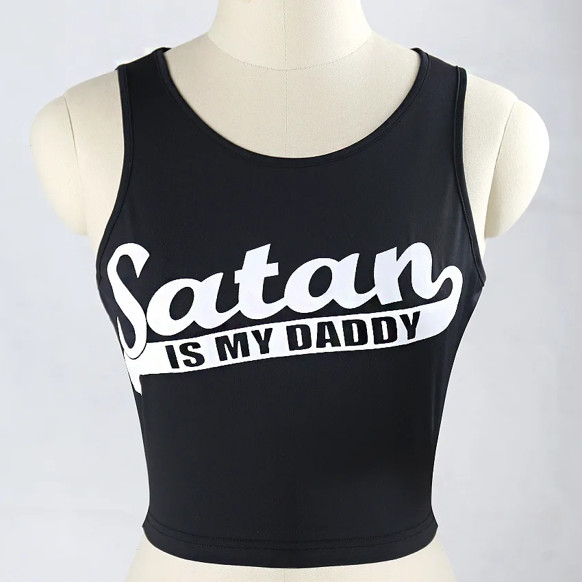 Женская футболка с надписью Satan IS MY Hoosier Daddy сексуальный укороченный топ