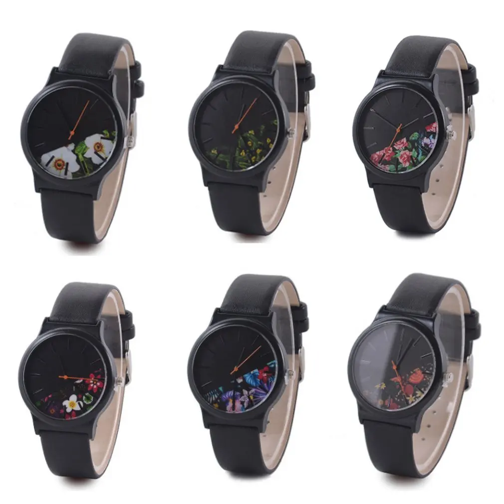 Цветочный для женщин часы Relojes Mujer имитация фарфора Ретро ремешок Мода цветок