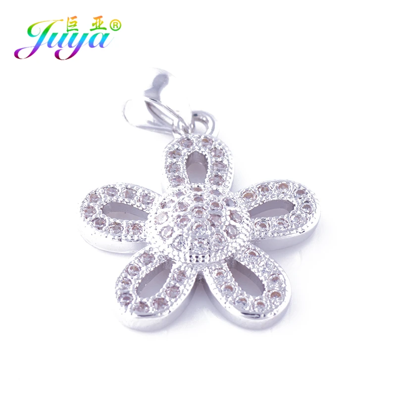 Juya ювелирные подвески "сделай сам" Micro Pave AAA цветок с цирконом подвесные аксессуары для Для женщин кулон Цепочки и ожерелья Браслеты ювелирных изделий
