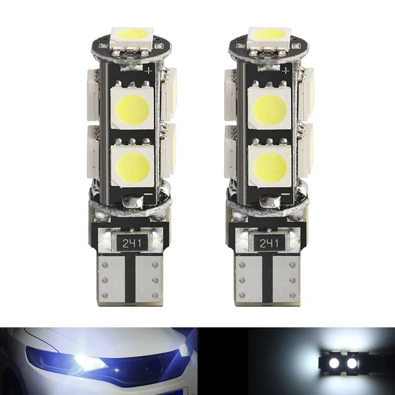 

2 шт. Автомобильный светодиодный T10 светильник 5050 SMD 9 светодиодный белый DC 12V габаритный светильник s интерьер W5W 194 сигнальные лампы без ошибо...