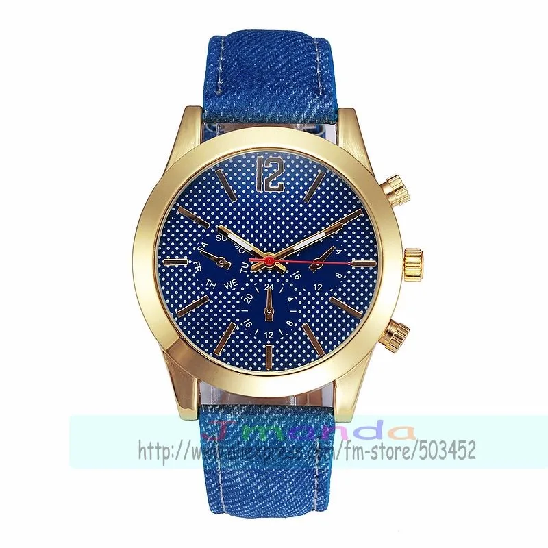 100pcs/lot 2733 Jean Leather Watch Wrap Quartz Casual For Unisex Blue Color Wristwatch Dress Wholesale Price | Наручные часы