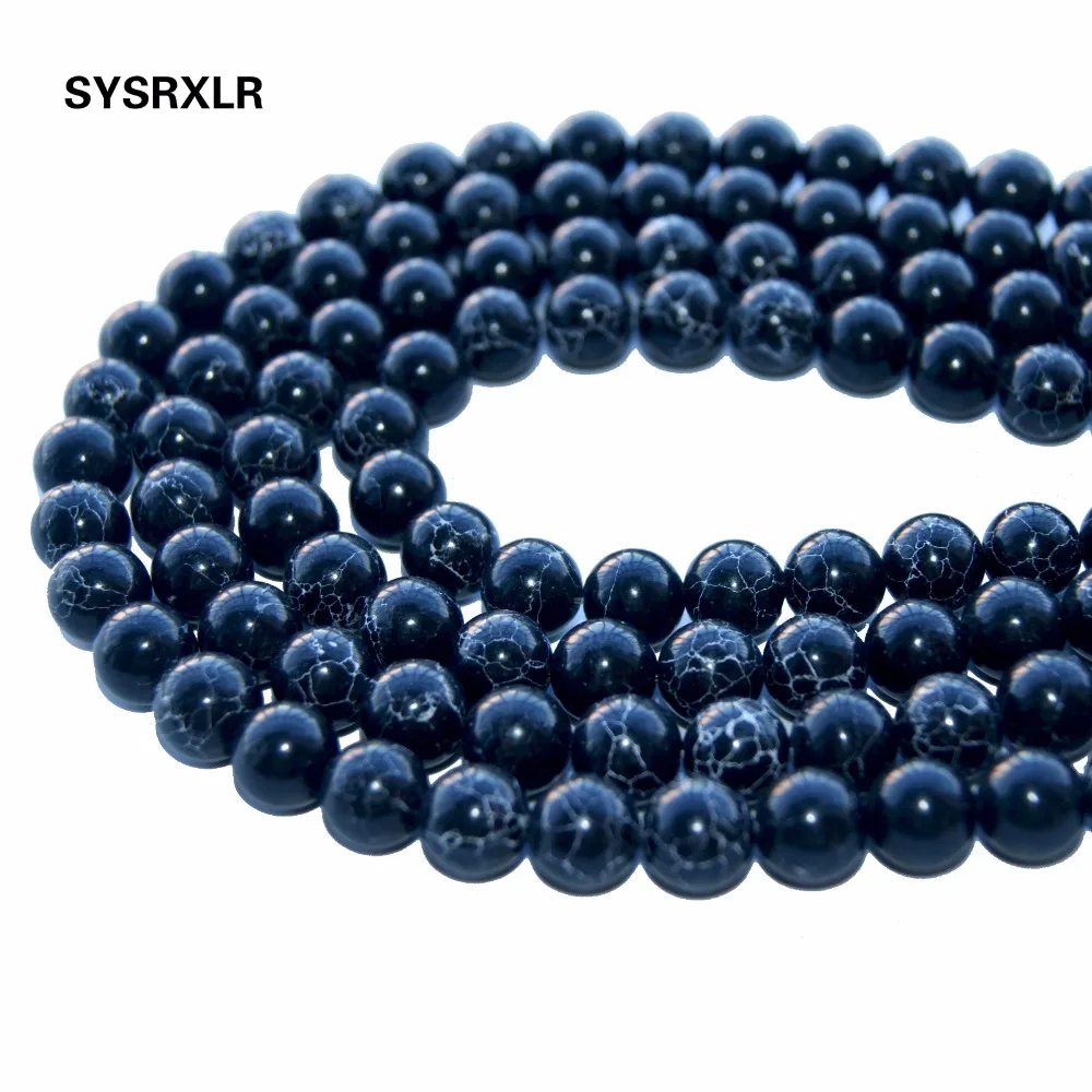 Оптовая Продажа AAA + черный натуральный камень бусины бирюзы для