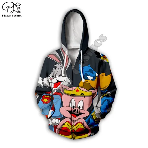 Мужские толстовки с капюшоном Bugs Bunny, Супергерой marvel, 3d принт looney ttes, толстовка на молнии, унисекс, Повседневный пуловер, Осенний подростковый пиджак - Цвет: zip hoodie