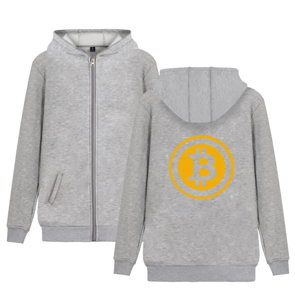 Толстовки с капюшоном и логотипом биткоина на молнии забавные толстовки героями