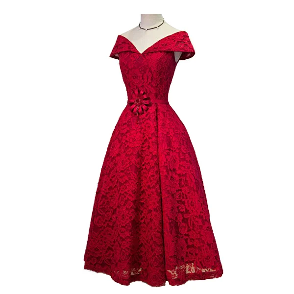 Индивидуальный заказ 2017 Бургундия Scoop шеи Полное Кружева Вечерние платья Иллюзия