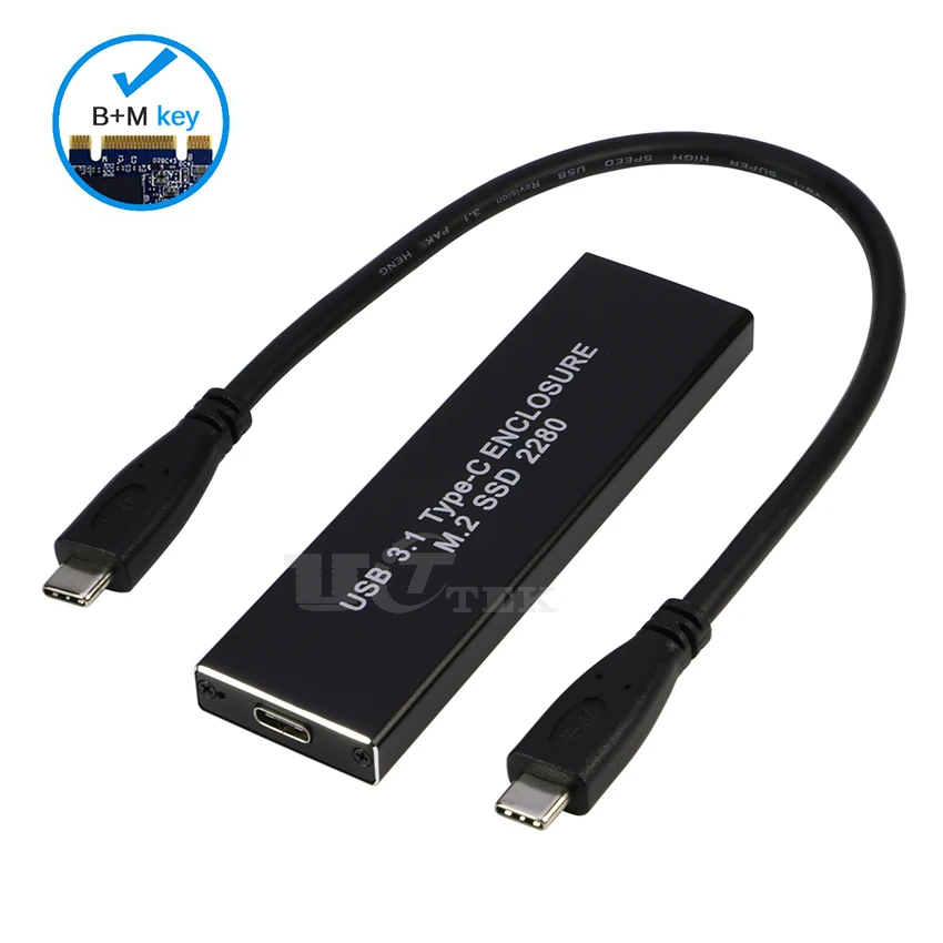 Внешний корпус M2 SSD на USB C для m.2 ngff 2280 (ключ B + M SATA канал) с кабелем|Боксы