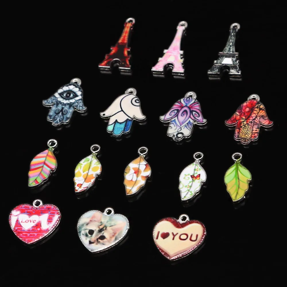 Оптовая продажа подвески с эмалью в стиле ретро виде листа башни сердца ручной