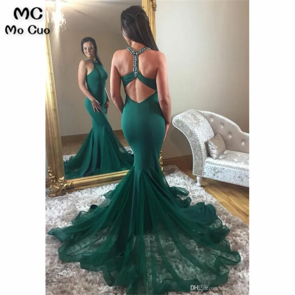 

Teal Mermaid Evening Dresses Long with Beaded Elastic Satin Prom Gown Evening Party Dress for Women Custom Made