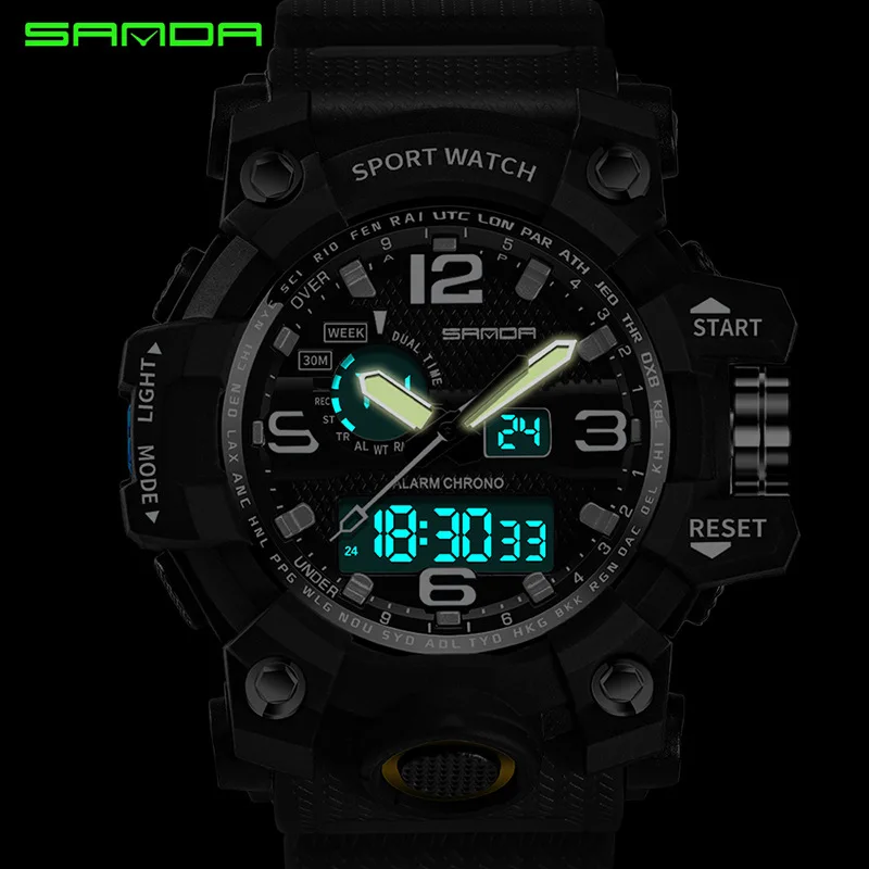 

SANDA fashion men's sports watch waterproof outdoor pedometer digital watch swimming diving watch Reloj Hombre Montre Homme