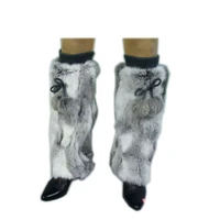 free shipping 2019 fashion hot sale genuine rabbit fur leg shoe warmer women in winter