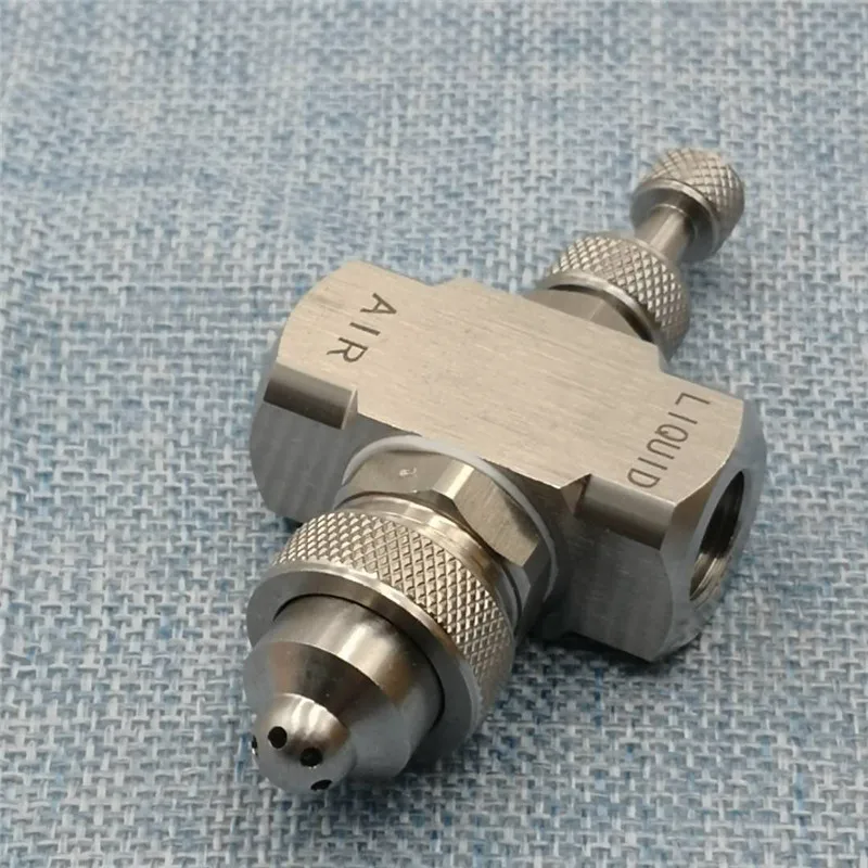 Stainless steel two-fluid adjustable atomized nozzle water-gas mixing micro-atomized fan-shaped cone siphon air atomizing | Дом и сад