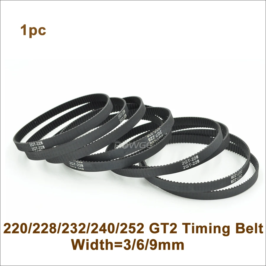 POWGE 220/228/232/240/244/250/252 2GT зубчатый ремень W = 3/6/9/15mm252-GT2 250-GT2 220-GT2 232-GT2 замкнутому циклу синхронный ремень