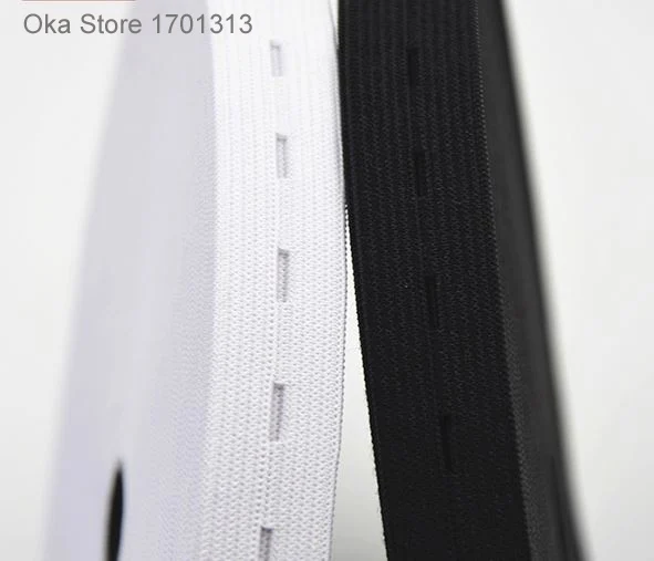 2 см * 5 метров черно белая эластичная тесьма отверстие для кнопки fitas прочный