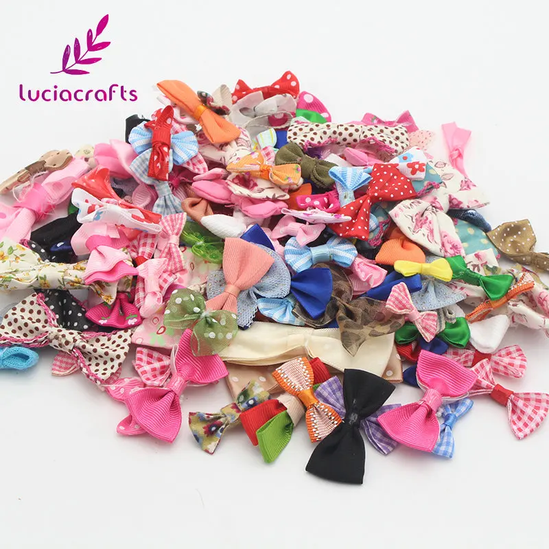 mixed color 6 Lucia crafts, 20 г/лот, случайный микс, бант/цветы/розетка, для девочек, бутик, мини лента, бант для волос, сделай сам, аксессуары для одежды, B1202 - Цвет: mixed color 6