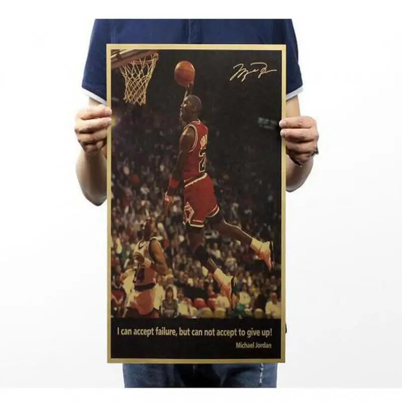 Uploadcool _ Майкл Джордан NBA Jordan Wings Ретро плакат из крафт-бумаги 72.5x24cm | Дом и сад