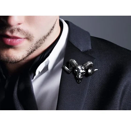 Free shipping fashion male brooch suit pin sheep head skull personality of the boys nightclub accessories gift | Украшения и