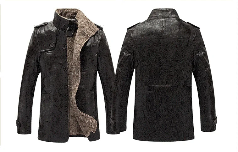 Новая зимняя мужская куртка теплое толстое пальто из искусственной кожи