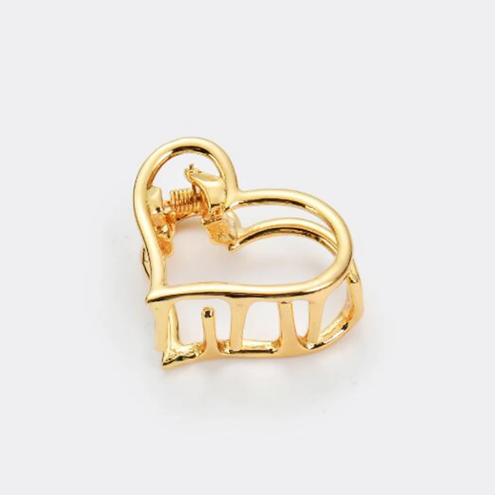 

New arrival Kawaii Popular Gold Women Metal Hair Clip Heart Shape Hair Claw Ponytail Holder girls hair bows for girls women
