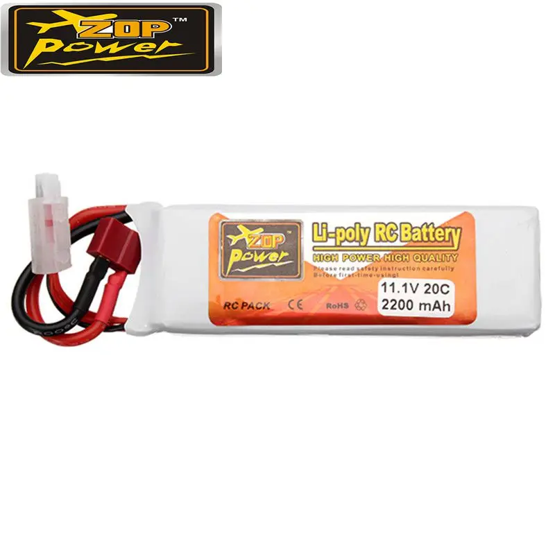 Перезаряжаемая ZOP Power 11 1 В 2200 мАч 3S 20C Lipo Battery T Plug для игрушки на радиоуправлении
