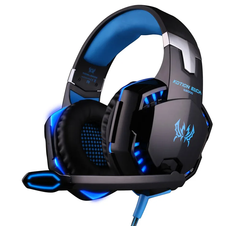 Игровые наушники игровые наушники для компьютера пк с микрофоном игровые гарнитура Повязка Стерео наушники для компьютера с микрофоном и подсветкой - Цвет: Blue