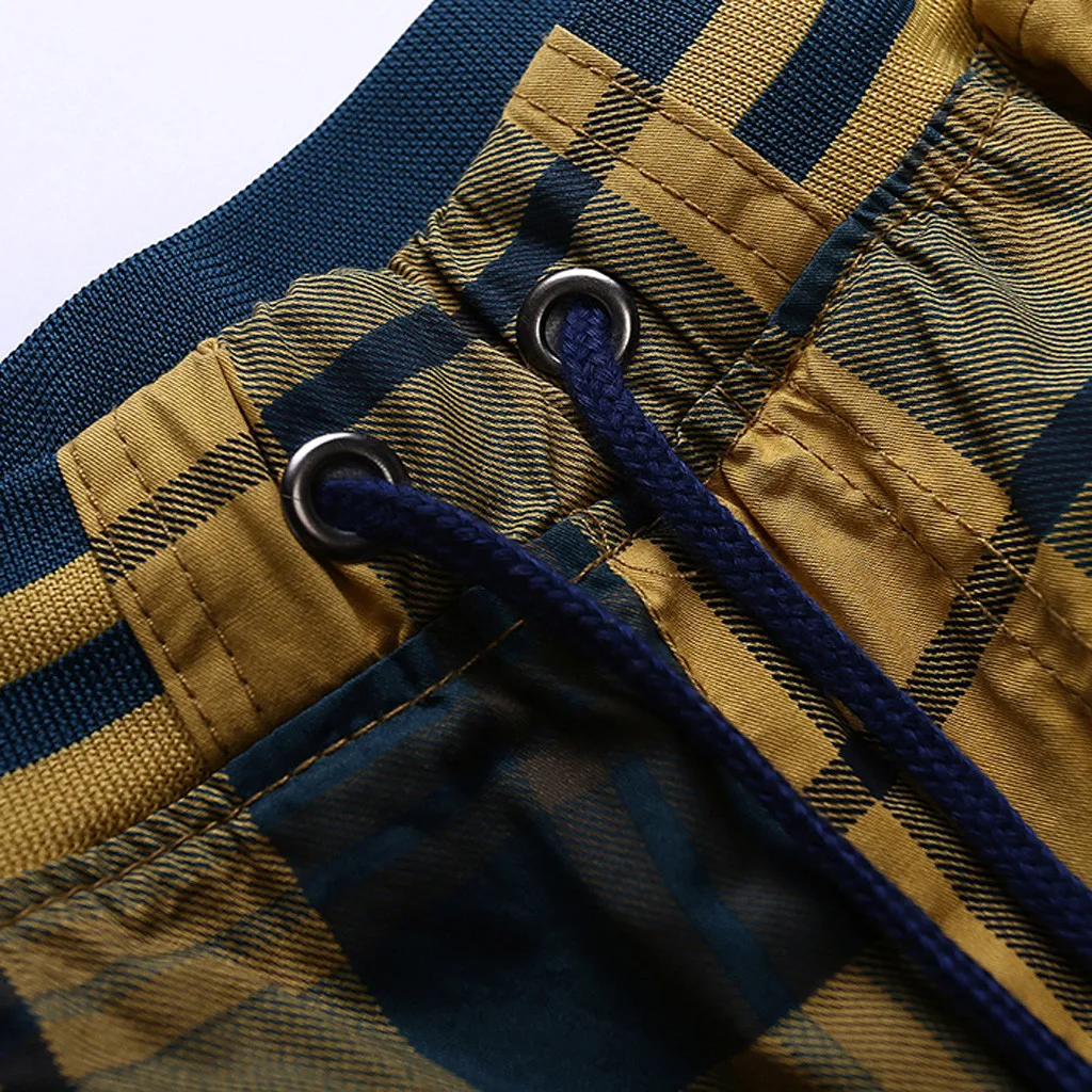 

Casual summer shorts men elastic waist sports shorts Lattice Printing Cotton Loose Sport Beach Shorts Y613