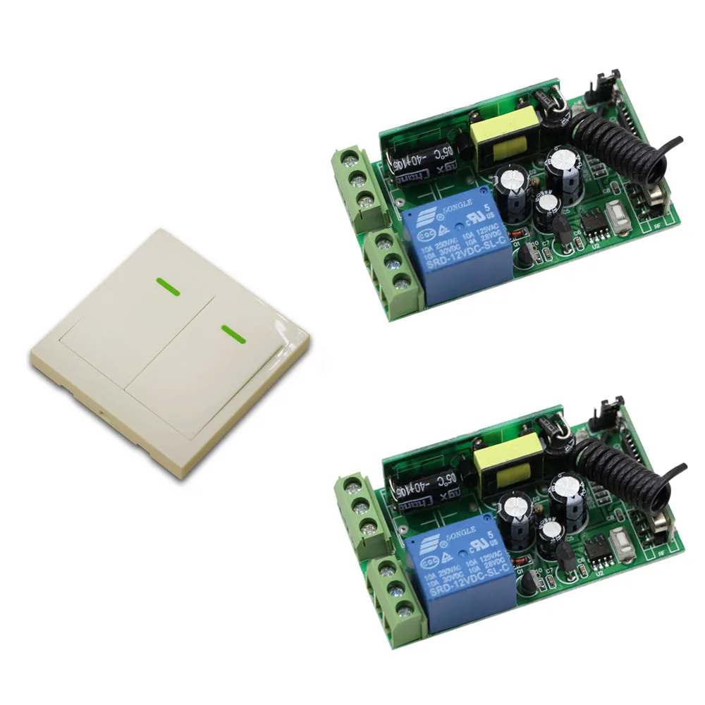 

Free Shipping AC 85V 110V 120V 220V 250V 1CH Wireless Remote Control Switch 2 Receiver with Cover +Wall Transmitter 315/433mhz