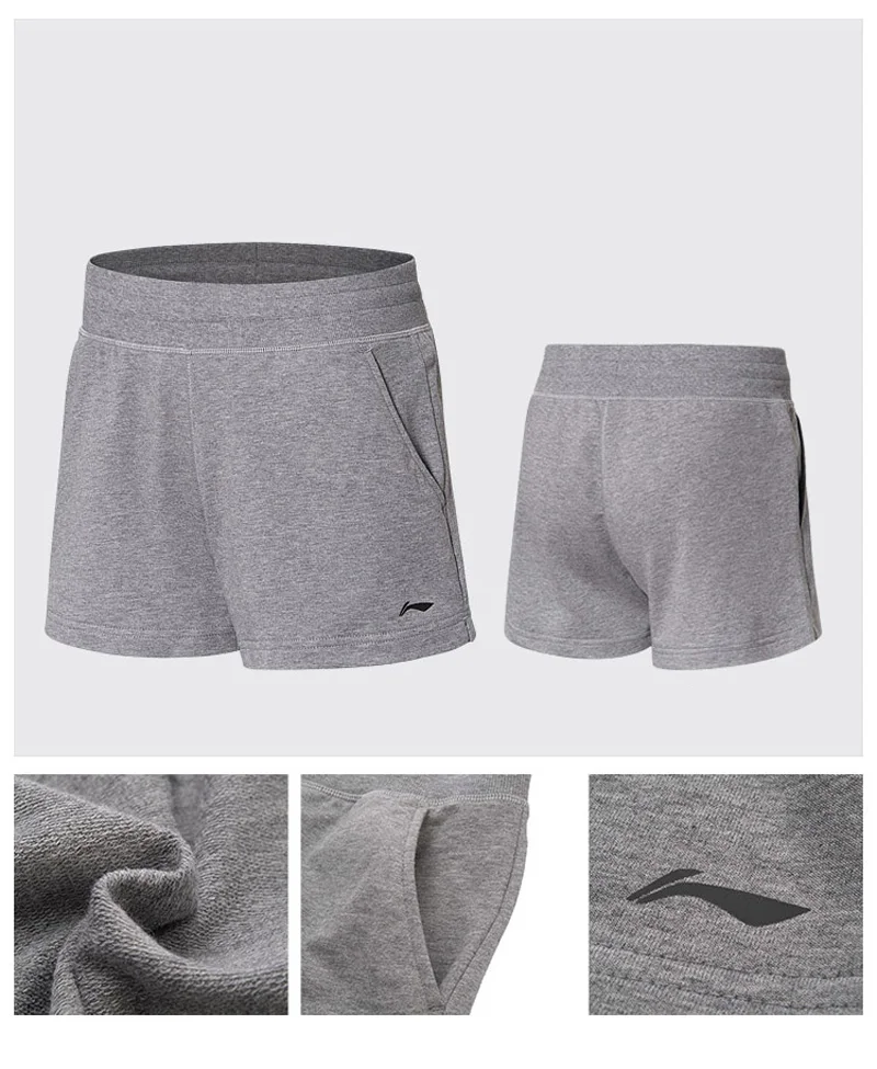 Клиренс) Li-Ning женские тренировочные спортивные шорты, обычная посадка, хлопок, дышащая подкладка, спортивные шорты для фитнеса AKSN018 WKD579