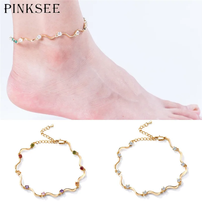 Pinksee новые модные женские туфли Jewelry Ножные браслеты кристалл очарование
