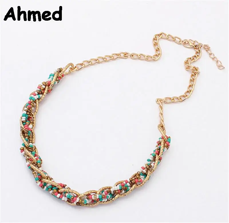 Женское колье чокер с бусинами в богемском стиле|statement choker necklace|choker necklacenecklace 2016 |