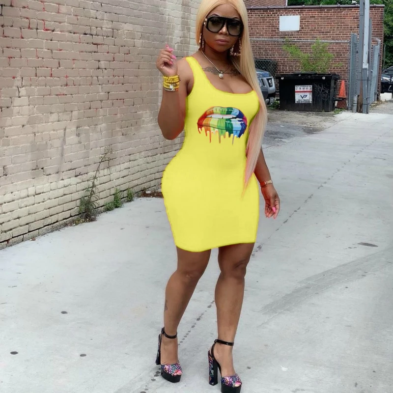 Новинка 2019 женское летнее облегающее платье майка HAOOHU без рукавов пикантное