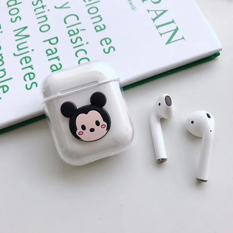 L Мультфильм милый 3D Микки Минни большие глаза Airpods Крышка для Apple беспроводной Bluetooth гарнитура Ipod анти-осень мягкая коробка оболочки - Цвет: L