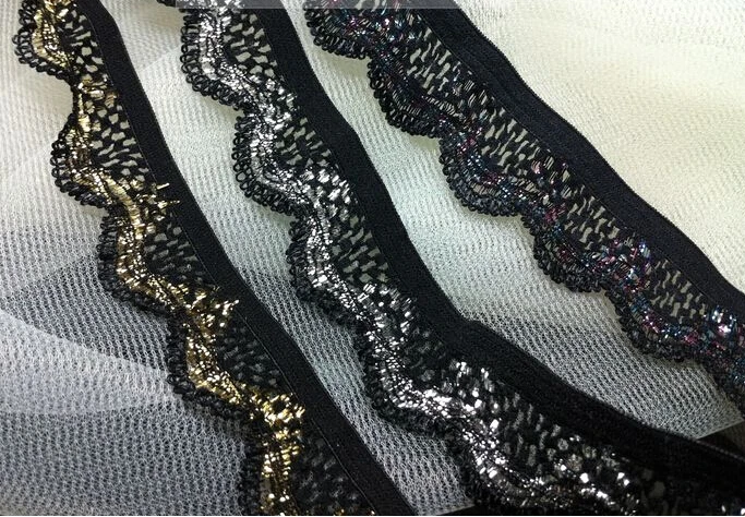 Эластичные гофрированные ленты черные серебристые золотые ширина 10 ярдов 2 3 см 0 9