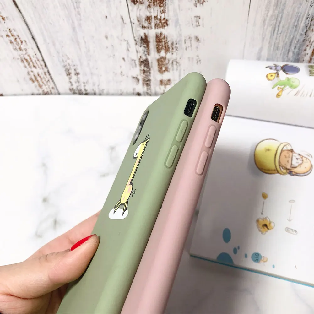 Мягкий милый чехол из ТПУ для iPhone X XS XR Xs 8 7 Plus чехлы с животными львом жирафом 6 6S