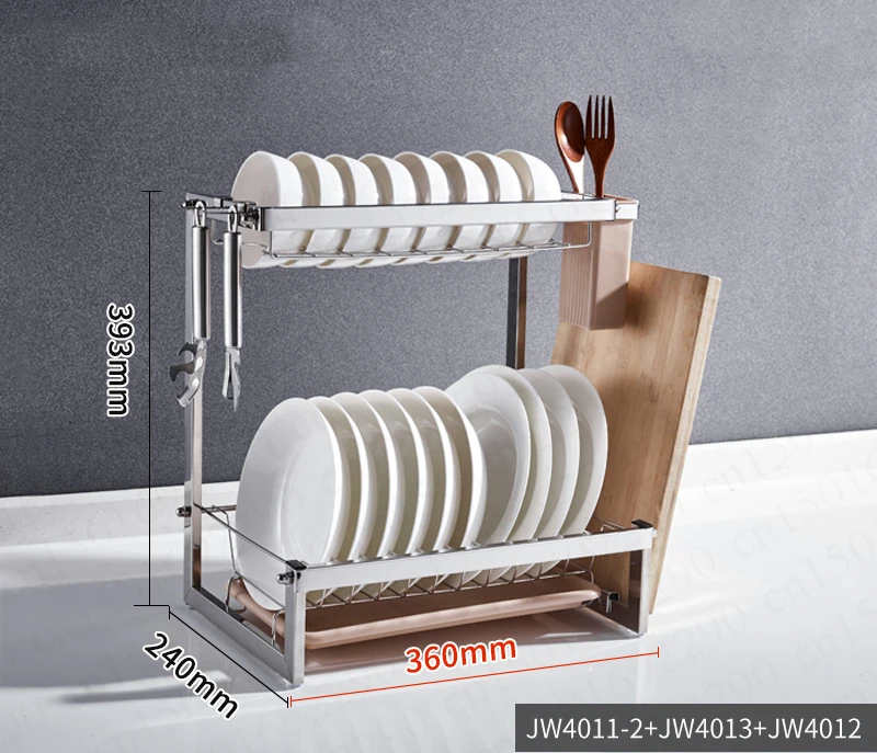 Dish Rack Drain Rack Kitchen Rack 304 Stainless Steel Hanging Dish Dish Chopsticks Storage Rack Double Household