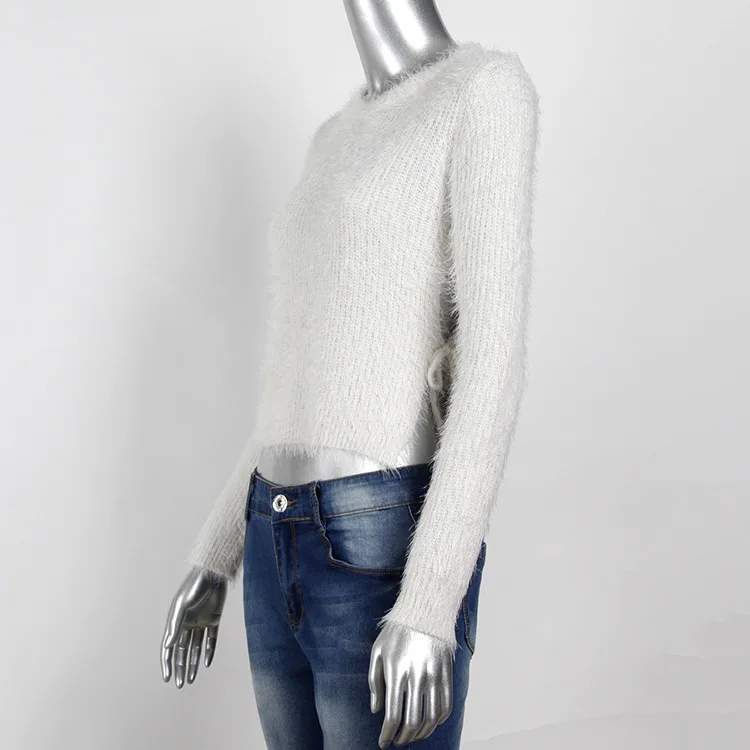 H.SA Autumn winter women sweaters and pullovers korean long sleeve Sexy crop sweater slim solid Mohair jumpers sweter Sext Tops | Женская