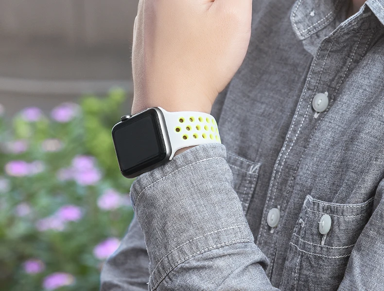 Спортивный ремешок для Apple Watch 42 мм 38 мм iWatch 44 мм 40 мм силиконовый браслет ремешок для Apple watch 5 4 3 2 1 42/44 мм