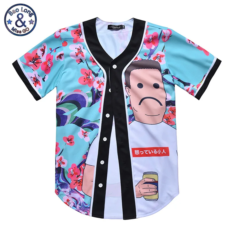 Забавные 3D Цветочный Человек печати Бейсбол рубашка Для мужчин 2018 Фирменная