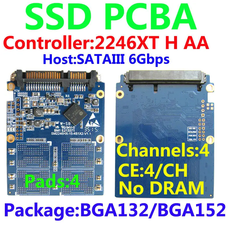 Наборы SSD PCBA SM2246XT H контроллер SATA3(6 Гбит/с) наборы DIY 4 pad канальный CE BGA152/BGA132|ssd ssd|sata3