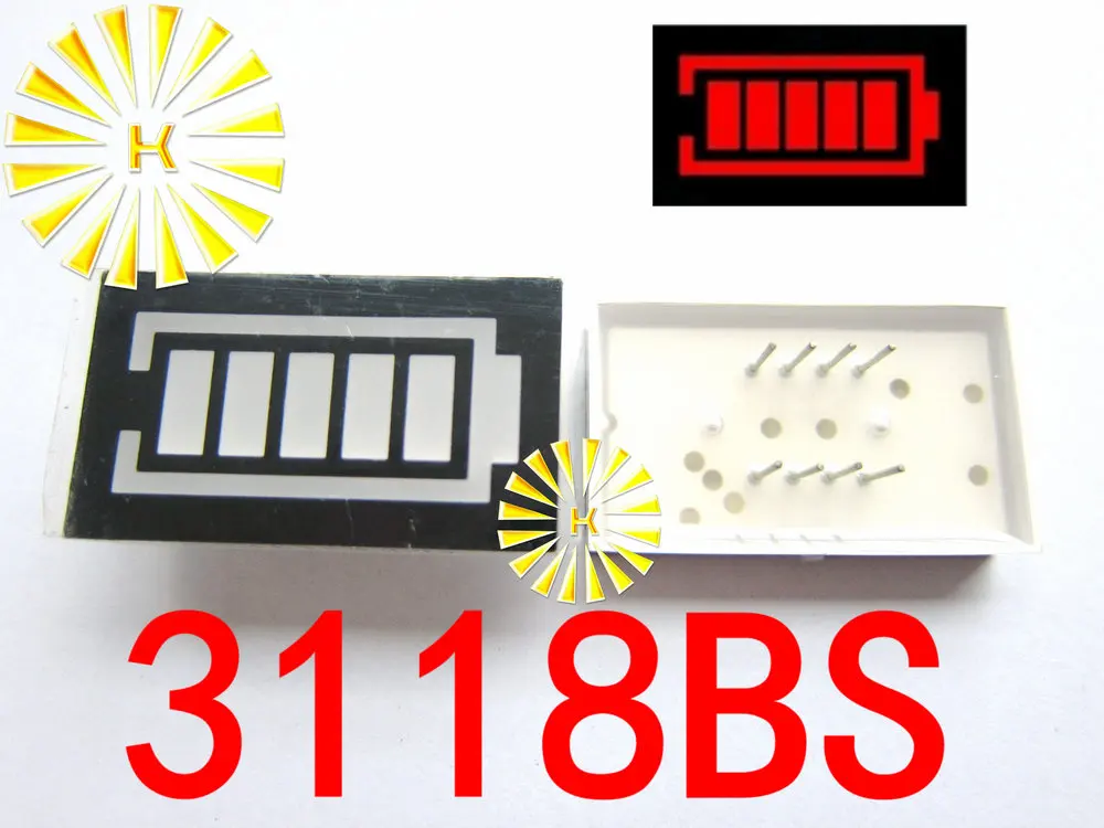 5PCS x 5 Segment Red Color Battery Style LED Digital Tube Display Common Anode 3118BS Light Beads | Освещение